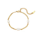 Pulseira Corrente com Pérolas Banhada em Ouro 18k