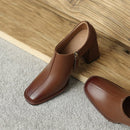 Hamburgo Sapato Feminino Salto Quadrado com Zíper