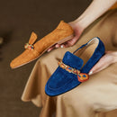 Dijon Mocassim Feminino  de Couro Suede com Lacinho