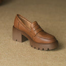 Lowell Sapato Feminino De Couro Plataforma - Marrom