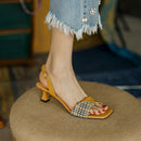 sandalia-feminina-tecido-xadrez-couro-amarela