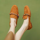 Dijon Mocassim Feminino  de Couro Suede com Lacinho